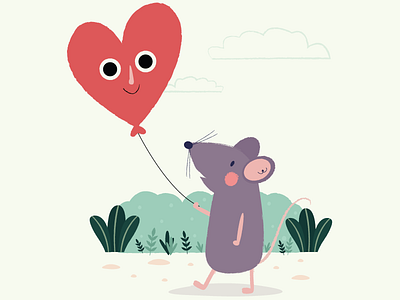 Hold Me Tight balloon character design childrens illustration heart illustration mouse valentine