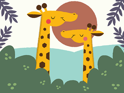 Two Giraffes animals character design childrens illustration giraffes safari