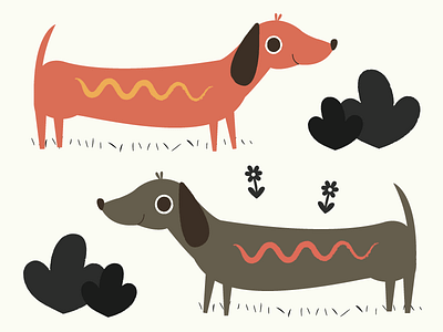 Wiener Dogs character design dachshund dogs hot dogs illustration wiener dogs