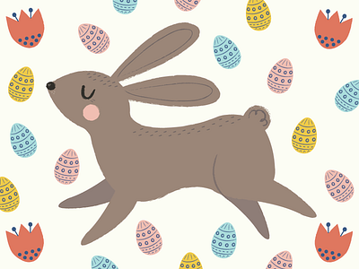 Happy Easter animal bunny easter easter eggs illustration