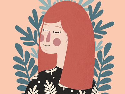 Forever Daydreaming botanical character design daydreaming illustration leaves woman