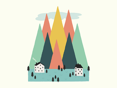 The High Mountains abstract houses illustration mountains vector