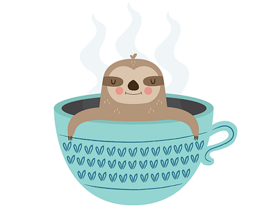 Steaming Sloth animal character design coffee cup illustration sloth steam