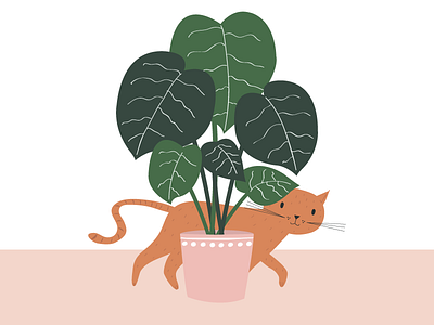 Cats Love Plants botanical cat illustration plant series