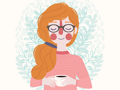 Self Portrait character design coffee girl illustration redhead self portrait selfie woman