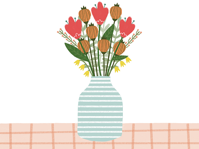Spring Flowers bouquet branches flowers illustration spring vase