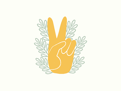 Peace doodle gesture hand illustration leafs peace