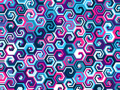 'Hypergon' Pattern digital art estampa generative geometric geometry hexagon illustration pattern pattern design repeating vector