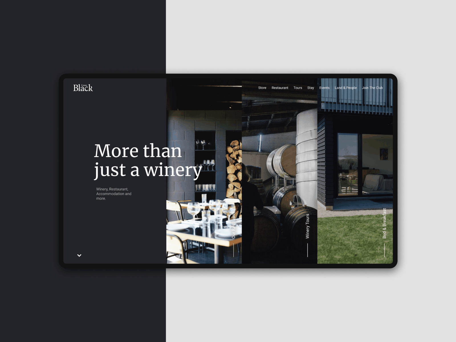 Black Estate | Redesign Concept animated gif black estate interaction design minimalistic ui ux website wine winery