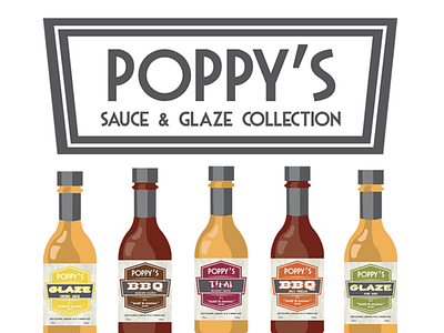 Poppy Sauce & Glaze Collection branding design illustration logo vector