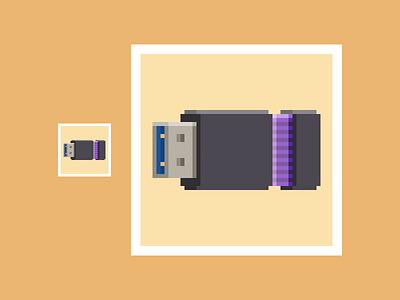USB Drive flat pixel pixelart yellow