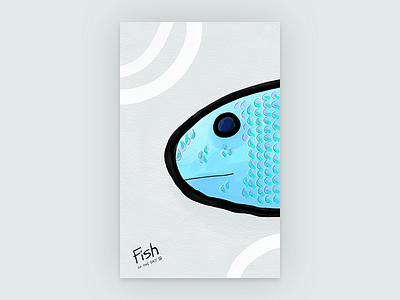 Fish of the day blue drawing fish illustration poster sketch