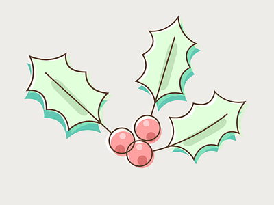 Holly christmas design drawing illustration minimal vector