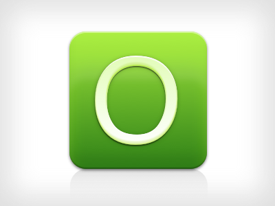 Letter O button clean green icon simple text