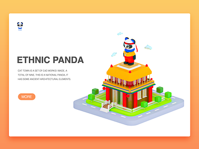 Ethnic panda 3d art c4d design illustration panda typography 设计