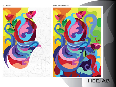 woman and hijab abstract art abstract design abstract illustration adobe illustrator branding colorful design design flower illustration hijab homepage design icon illustration logo muslims potrait sketching vector wall art wallpapers woman