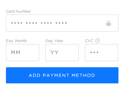 Add Payment Method form gif payment ui ux