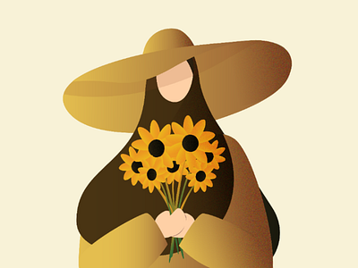 Sunflower Girl art character flat design girl graphic design hijab illustration illustrator sunflower yellow