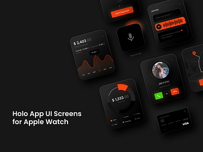 Holo App UI screens for Apple Watch app design apple watch figma interaction design product design sketch ui design uiux ux design xd