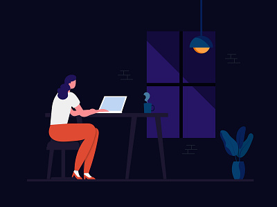 The women is working day and night for ui and ux creative design design designthursday illustration night nmwdesigns ui ux women working