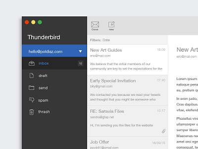 Thunderbird Mail Redesign Concept app mail mozilla redesign sketch thunderbird