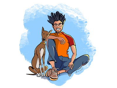 Man with Dog 2d adobe art design illustration illustrator