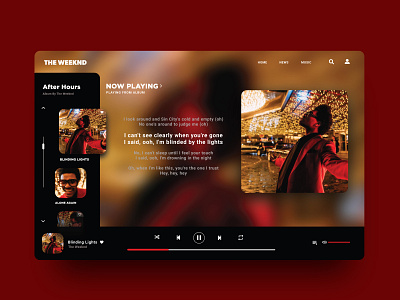 Music player colors dashboad mockup design music app palette play player ui ui ux uidesign uidesignpatterns weeknd