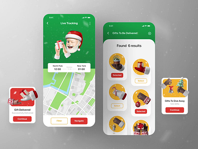 Santa's Application - Christmas Manager 3d animation app app design cards ui christmas design gift gift card illustration art ios map minimal santa ui uidesign uiux ux video winter