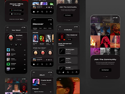 Music Player App Exploration 2021 trend animation app clean dark mode dark ui design gif interface minimal mobile music app music player ui uidaily uidesign uiux ux