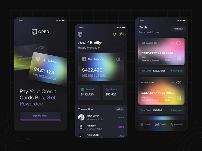 Fintech App Concept 💳 app bank cards dark mode design finance finance app fintech gradient ios app minimal mobile mobile banking money app neopop payment app ui uiux ux wallet app