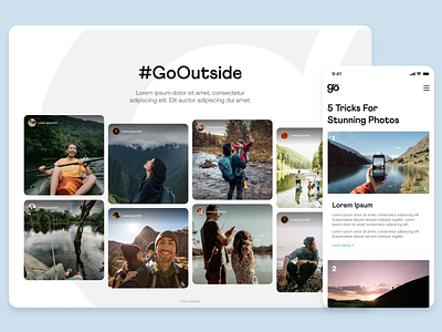 GO Outside branding clean design ecommerce fishing flat minimal outdoor ui ux web