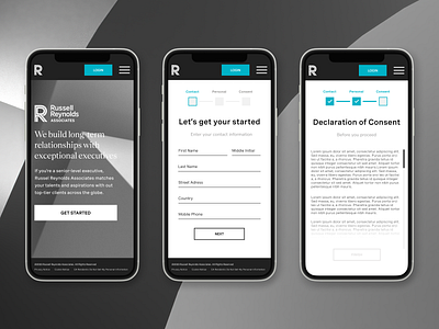 Russel Reynolds Mobile branding business clean design desktop flat minimal recruiting ui ux web