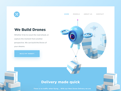 Drone Delivery Concept 3d clean delivery design desktop drone flat illustration minimal ui ux web