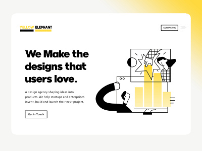 Yellow Elephant Home Page Resdesign amptus branding clean ui design illustration strap ui ux