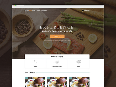 Good Meal Hunting Landing Page authentic cook cooking food homecook homemade site ui ux website