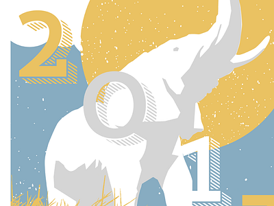 For a Thing elephant gold illustration numbers retro silkscreen vintage