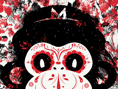Freddie day of the dead day of the dead monkey poster screen print two color