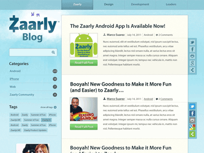 Zaarly Blog Full blog layout web website