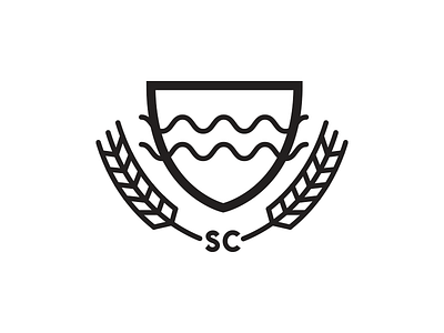 logo badge barley beer crest logo mark river seal water