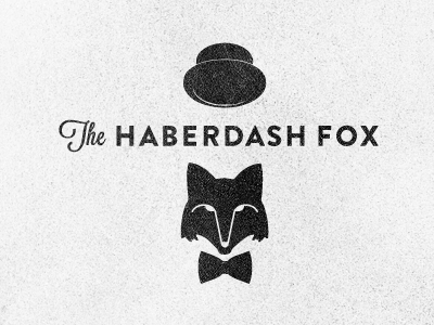 The Haberdash Fox bow tie bowler hat branding color fox foxy identity texture