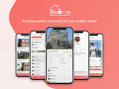 Roome - Find roommate similar Tinder app design app development app development company app development company in uk app development company in uk best app design best ui design ireland mobile app design orange design property react native real estate app realestate roome student swipe feature tinder ui uiux design