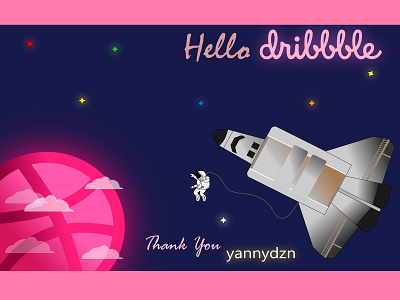 Hello Dribbble !!! astronout debut debutshot firstshot hellodribbble illustration space spaceship star