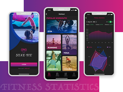 Fitness iOS app app categories dark mode design gradient ui ux