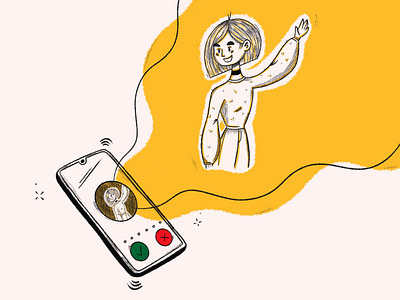 Ringing phone flat illustration