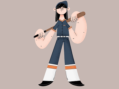 Baseball girl flat design