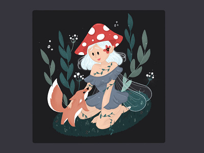 Mushroom girl with the little fox