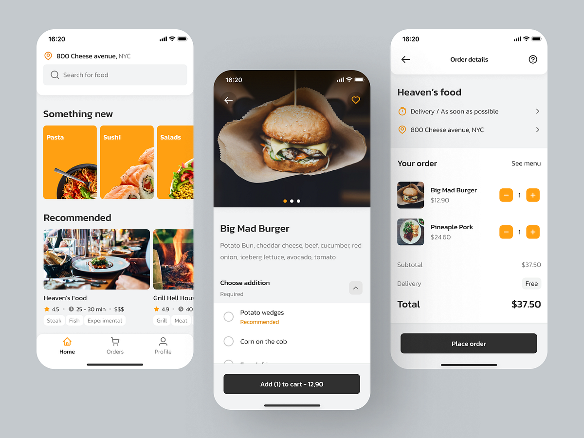 Food app concept 😋 by Kuba Mikołajczyk for Netguru on Dribbble