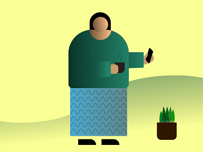 Woman in garden graphic design illustration logo poster vector