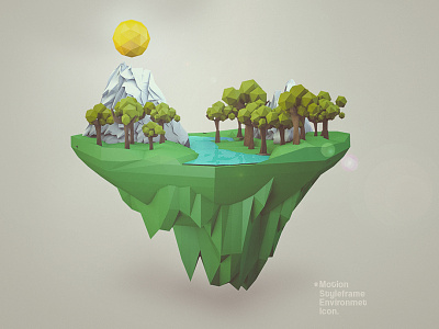 Environment Icon c4d earth low poly motion styleframe terrain vegan