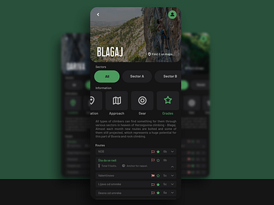 Climb.ba Mobile App android app climb.ba mobile app mobile app design rock climbing app ui design